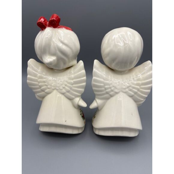 Extra Large Vintage Ceramic Kissing Angels Christmas Red White Green - Picture 4 of 7